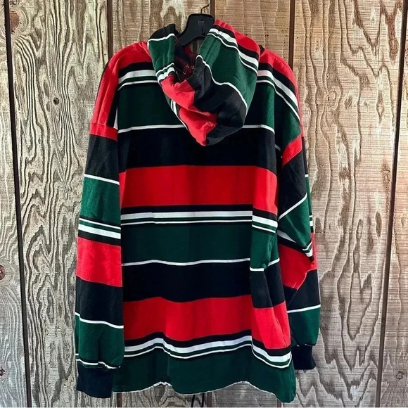 Vintage 90’s Blank Striped Hoodie NWOT Gucci Colors Sz XL Made in USA - Picture 3 of 3